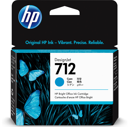 HP 712 cyan 29ml ink cartridge for CAD and technical printing