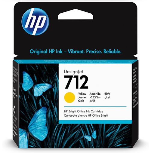 HP 712 yellow 29ml ink cartridge for CAD and design printing
