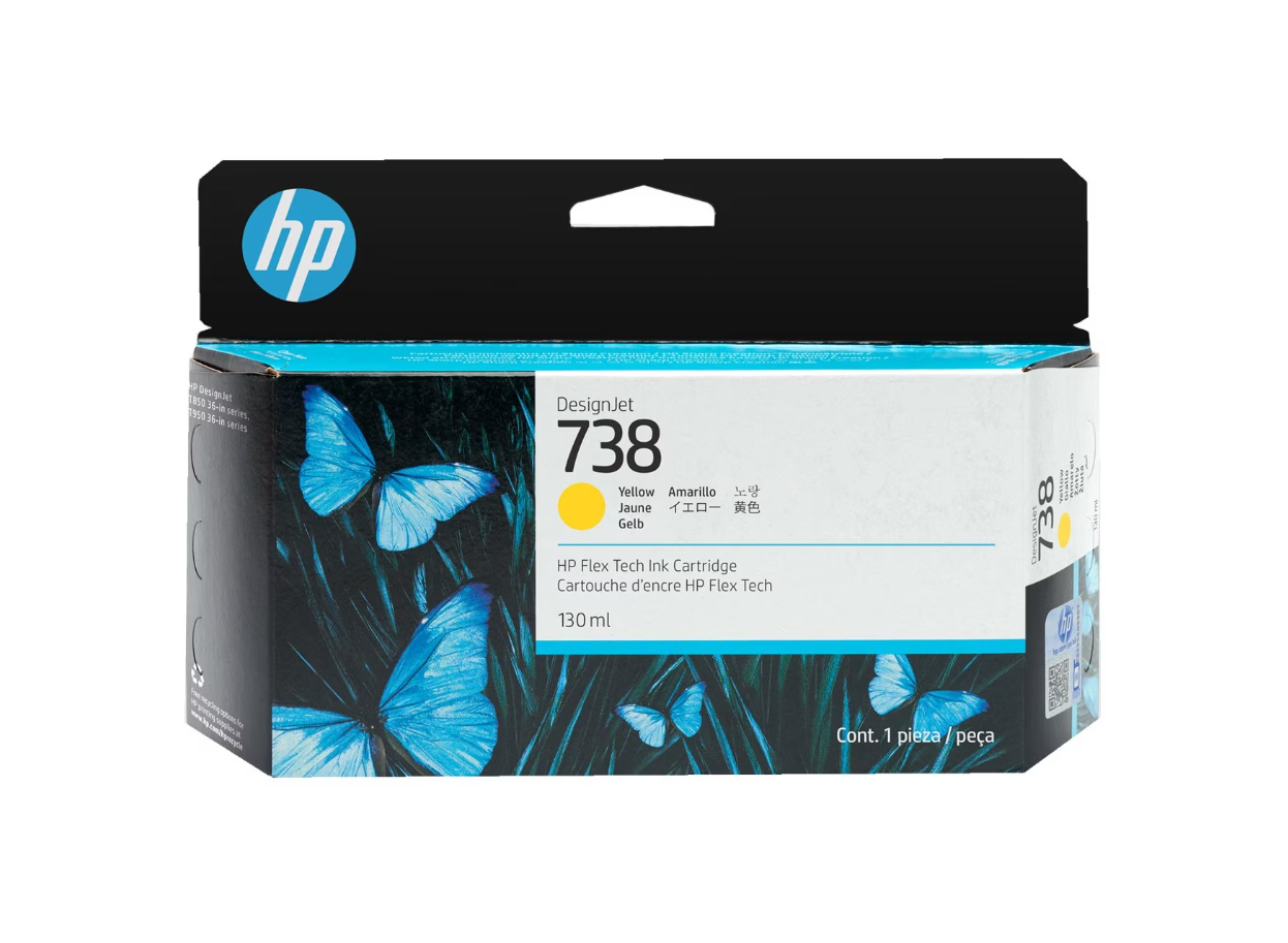 HP T738 yellow 130ml ink cartridge for vivid CAD printing