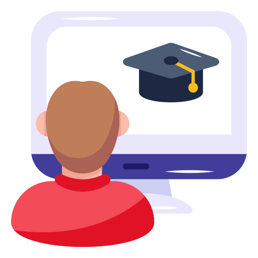 Online tech support icon with person and monitor