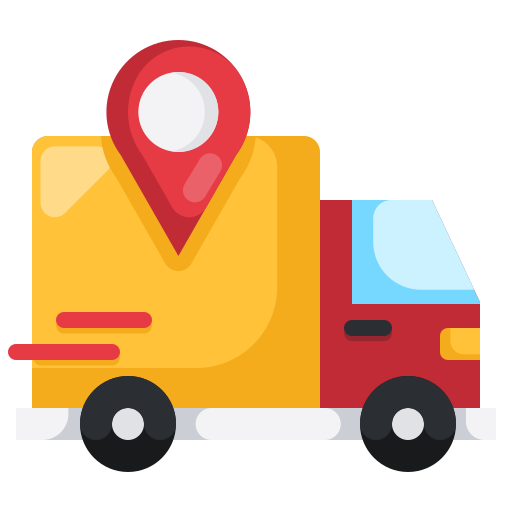 Delivery truck icon with location pin